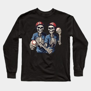 Skeleton Baseball - Halloween Baseball Design Long Sleeve T-Shirt